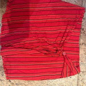 Red Striped Skirt with Knot Detail
